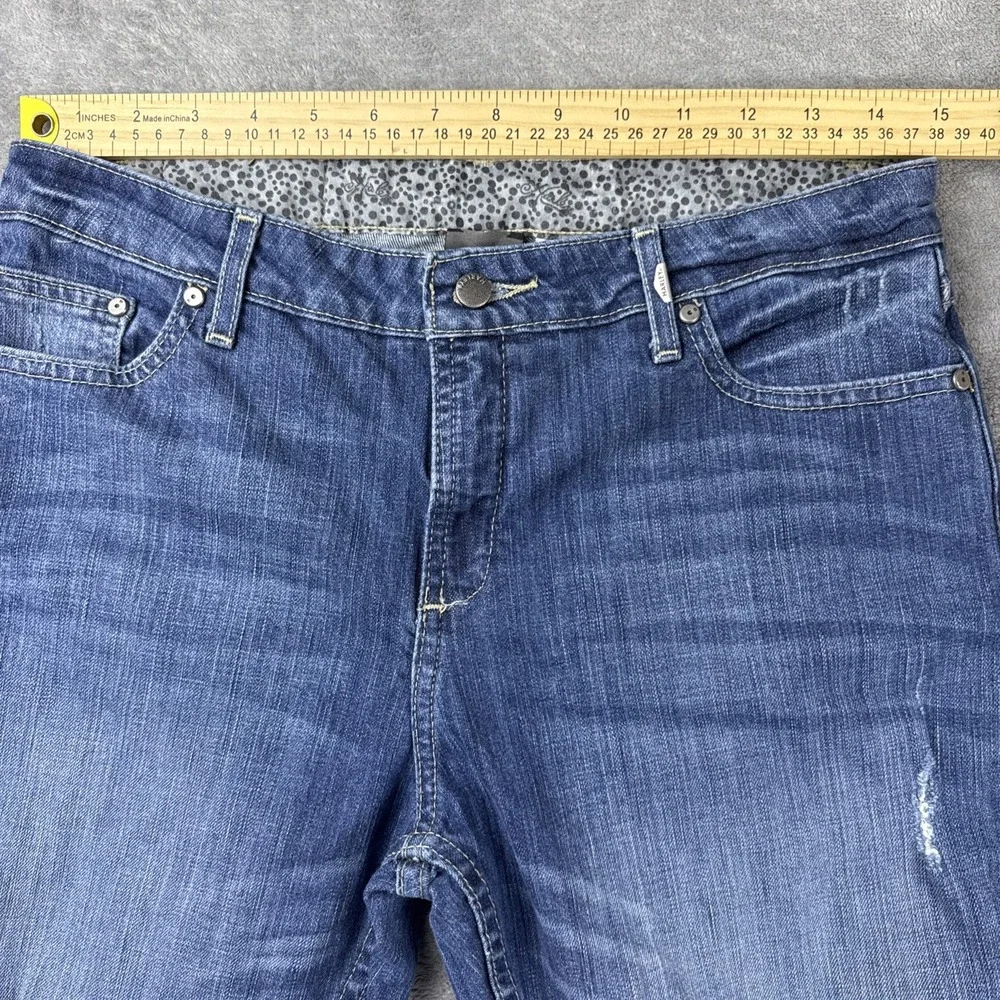 Harley Davidson Capri Jeans Womens 30 Blue Denim Cuffed Low Rise Subtle Distress